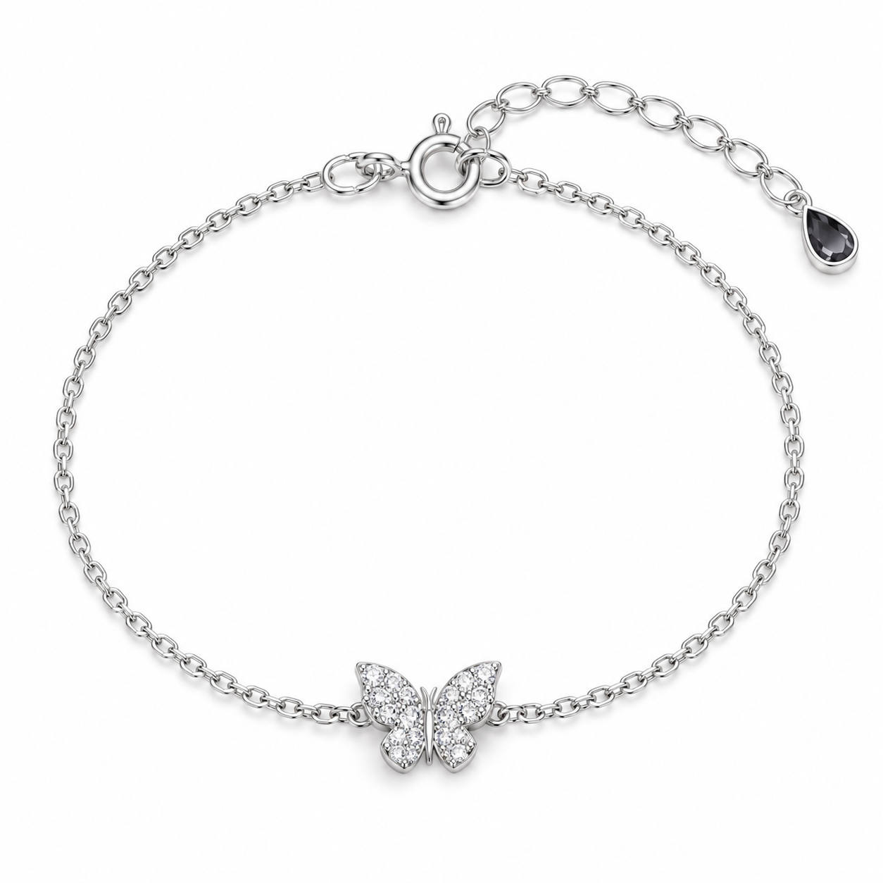 Pulseira Borboleta Cravejada com Zircônias em Prata 925